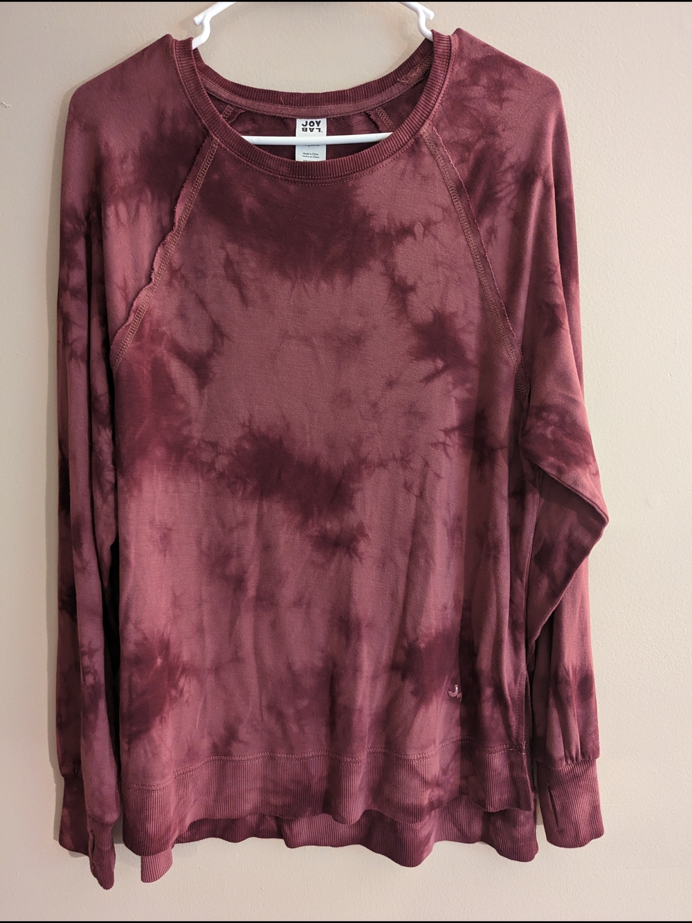 NWOT- JoyLab Tie-Dye Crewneck Sweatshirt - Burgundy